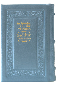 Siddur Annotated English Compact - Leather Pearl-Blue